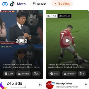 Ad monitoring across Meta and TikTok